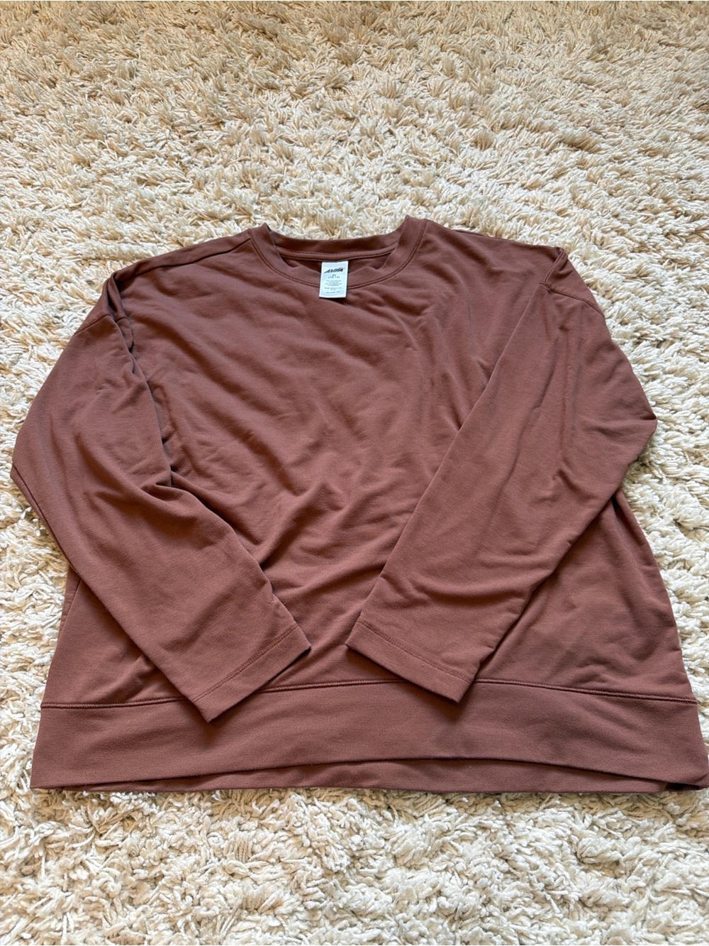 Avia Long Sleeve Crewneck Top - Mauve Brown